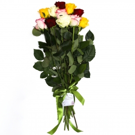 Bouquet of 11 colourful roses