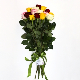 Bouquet of 15 colourful roses